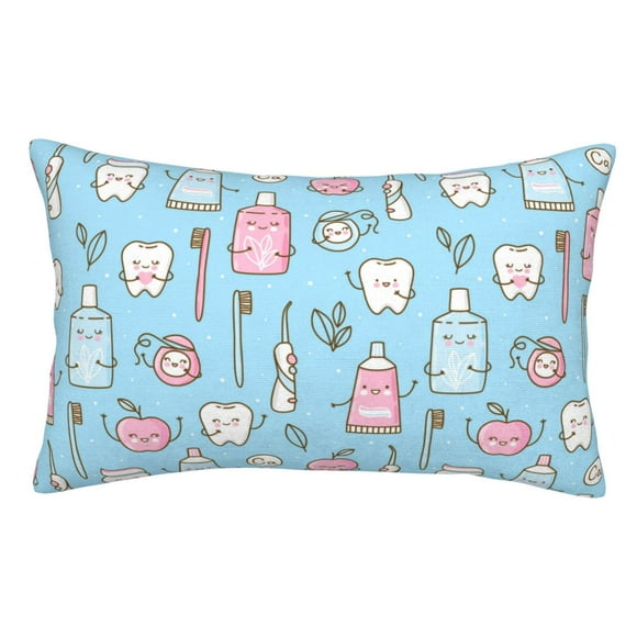 Fotbe Funny Cute Teeth Funda de Almohada Decorativa Estilo Occidental, Lujo en Algodón, Fundas para Almohadas King, Cojín Estampado para Decoración del Hogar-16"x24"