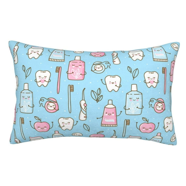 Fotbe Funny Cute Teeth Funda de Almohada Decorativa Estilo Occidental, Lujo en Algodón, Fundas para Almohadas King, Cojín Estampado para Decoración del Hogar-16"x24"