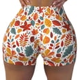 thumbnail image 2 of Balery Autumn Leaves Pantalones cortos de entrenamiento estampados para mujer, sin costuras, ajustados, para gimnasio, yoga, correr, deportes, ejercicio activo, fitness.-Medium, 2 of 8