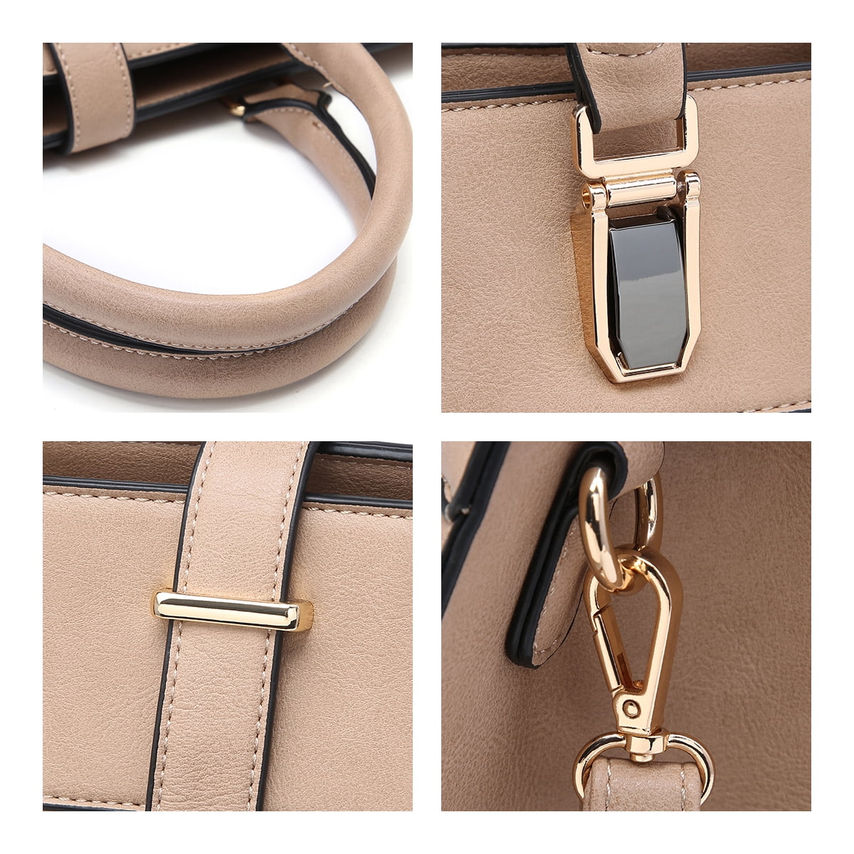 Women's Handbag Flap-Over Belt Shoulder Bag top Handle Tote Satchel Purse Work Bag W/Matching Wristlet