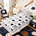 thumbnail image 5 of Erosebridal Bow Heart Baseball Pattern Twin Sheet Sets, Cute Sport Bedding for Girls and Boys, 3-Piece, 1 Flat Sheet, 1 Fitted Sheet and 1 Pillowcase, 5 of 6