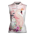 thumbnail image 2 of Custom Name Pink Flamingo Flower Pattern Golf Women Sleeveless Polo XS-4XL, 2 of 5