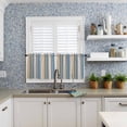 thumbnail image 6 of Half Window Curtains 24 Inches Long, Blue Brown Beige Window Treatment Curtain Drapes, Boho Farmhouse Abstract Stripes Art Short Curtains Tiers for Kitchen Over Sink, 27.5"x24", 2 Panels, 6 of 7