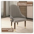 thumbnail image 4 of LeisureMod Dining Chair, Kitchen Room Chairs Upholstered Leather Seat and Elegant Ripple Back Design with Rubberwood Frame and Legs with Gold Accents Modern Armchair Elara Collection, Grey, 4 of 11