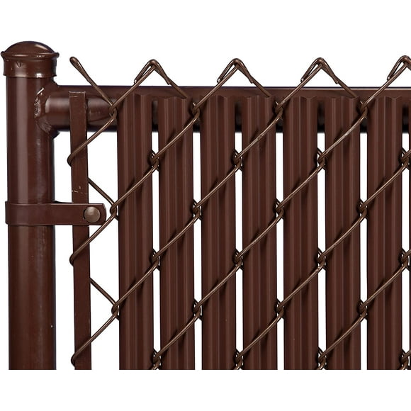 Ridged Slats Slat Depot Single Wall Bottom Locking Privacy Slat for 3', 4', 5', 6', 7' and 8' Chain Link Fence (4ft, Brown)