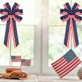 thumbnail image 7 of 2 Pcs Large Patriotic Wreath Bow Decor 4th of July Wreath Red White Blue Burlap American Flag Star Bow for Indoor Outdoor Tree Topper Independence Day Memorial Day 10 x 18 Inch(Rustic), 7 of 7