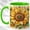 Green, variant on Jewel Style Sunflower Coffee Mug, Floral Art Mug, Ceramic 11 oz