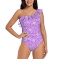 thumbnail image 2 of Picia Lilac Glittering Pattern Women's One Piece Swimsuits,One Shoulder Swimwear Asymmetric ,Ruffle Monokinis Bathing Suits,High Waisted Flattering Bathing Suits-X-Large, 2 of 8