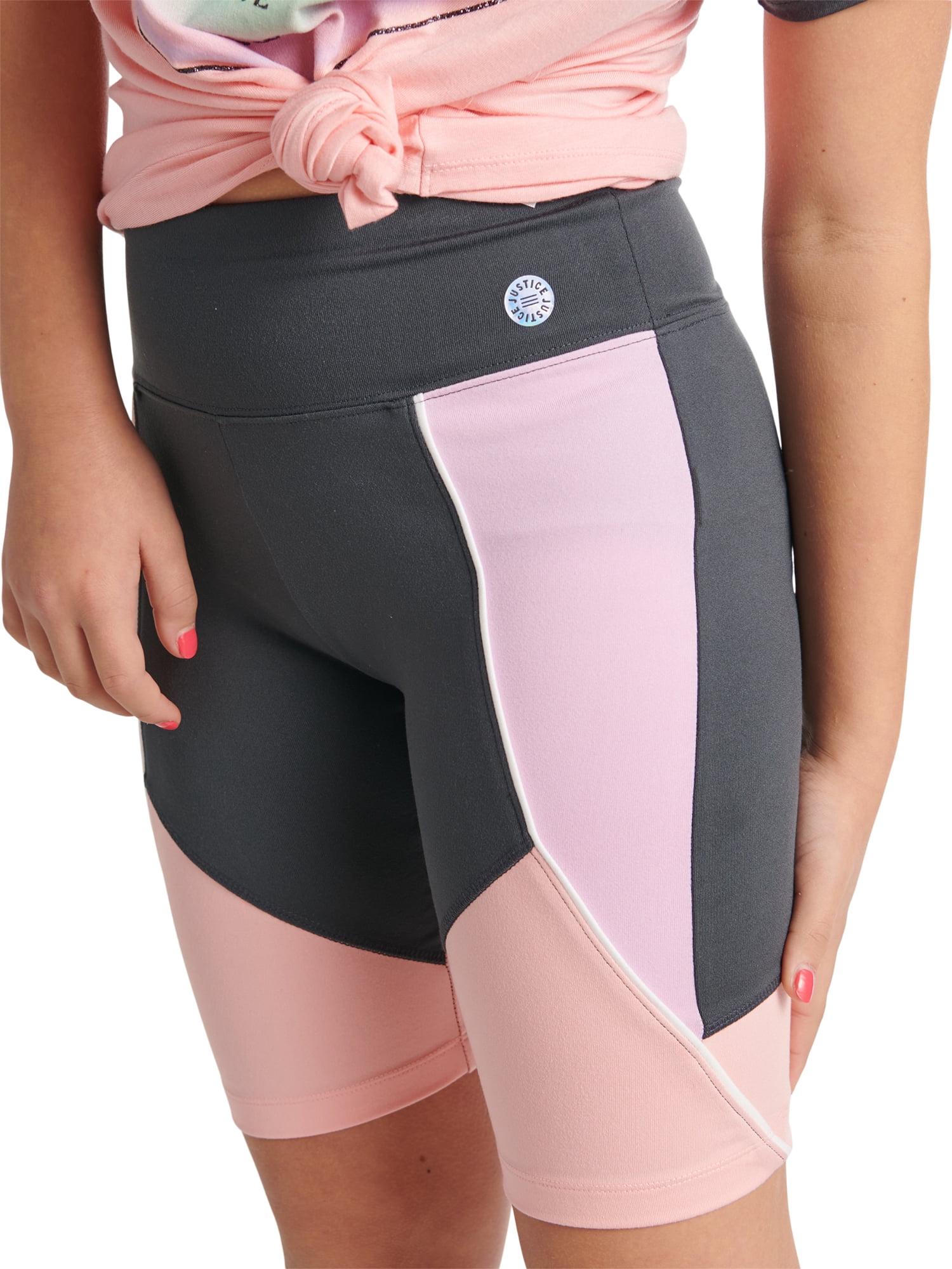 Justice Girls Collection X Colorblocked Bike Shorts with Tech Pocket, Sizes XS-XXL