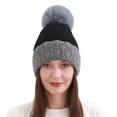 thumbnail image 1 of Diconna Bonnet d'Hiver pour Femmes Bonnet Tricoté Chaud Contraste de Couleurs pour Activités Extérieures, 1 of 7