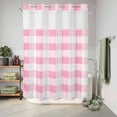 thumbnail image 6 of No Hook Shower Curtain, Pink Checkered Shower Curtains for Bathroom with See Through Top Window, Pink White Buffalo Plaid Waterproof & Washable Bath Curtain 60"x72", 6 of 9