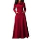 thumbnail image 2 of Vestido largo para mujer, color sólido, bolsillo, noche, fiesta, disfraz, rojo vino, 5XL seitruly AP000721-32, 2 of 7
