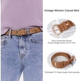 thumbnail image 3 of Women's Black Leather Jeans Belt Waist Casual Belt for Pants Shorts with Black Metal Buckle, 3 of 6