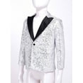 thumbnail image 5 of iiniim Kids Boys Shiny Sequins Blazer with Fedora Hat Wedding Party Formal Tuxedo Suit 6-16 Silver 10, 5 of 7