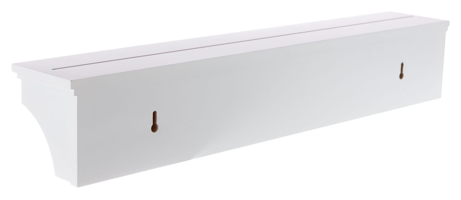 kieragrace Finley Wall Shelf with 3 Metal Hooks - White, 24" by 5.25"