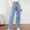Light Blue pants women, variant on Denim Pants for Women Womens Stretchy Jeans Trendy Button High Waist Denim Flare Pants Ladies Girls Fashion Solid Loose Wide Leg Long Pants Trousers with Pocket Under $5