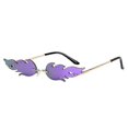 thumbnail image 3 of Streetwear Fashion Fire Flame Sunglasses Driving Glasses Uv 400 Glasses Trendy Narrow Rimless Wave Sunglasses（green）, 3 of 5
