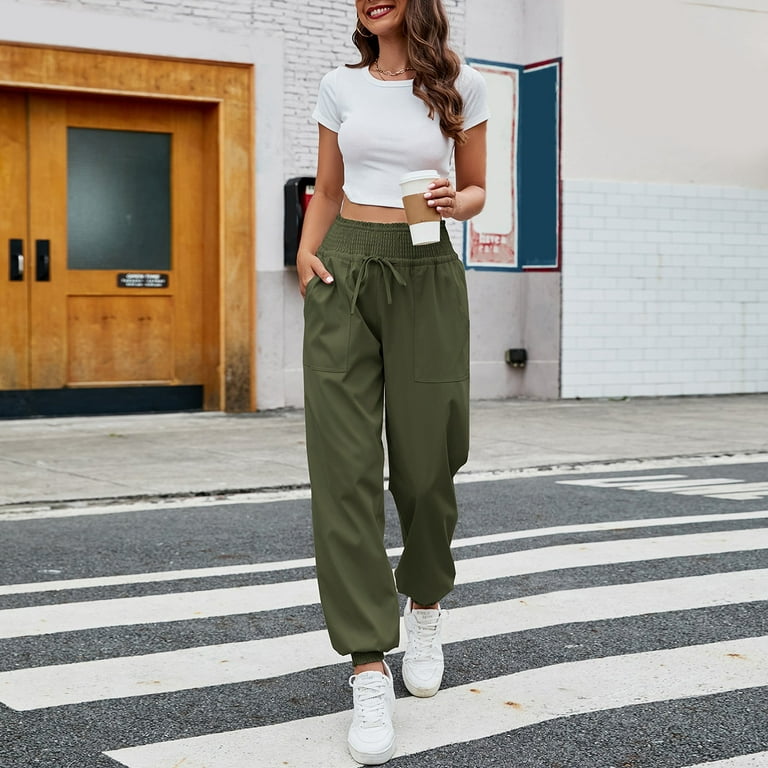 Women's Work Pants Casual High Waisted Crop Pants for Women Casual