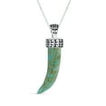 thumbnail image 1 of Amulette de Protection Dent Bleu Turquoise Pierre Précieuse Cornicello Corne Italienne L Pendentif Piment Collier Bijou Occidental pour Femmes pour Hommes Argent Sterling Oxydé.925, 1 of 5