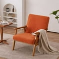 thumbnail image 3 of Modern Accent Chair, Teddy Velvet Armchair, Upholstered Mid Century Lounge Chair with Removable Padded Cushion and Wood Frame, Comfy Reading Chair for Living Room/Bedroom, Burnt Orange, 3 of 7