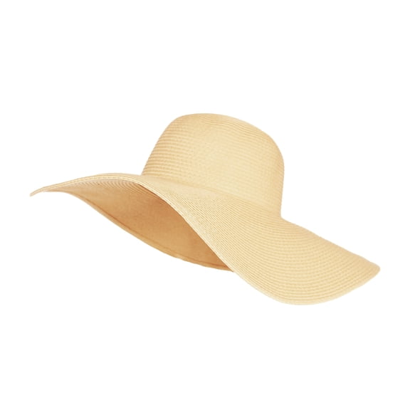 WITHMOONS Women Straw Sun Hat Wide Brim Floppy Beach Cap UPF 50 SZ90045 (Beige)