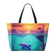 thumbnail image 2 of Xecao Hawaiian Island Dolphin for versatile beach bag for women includes zipper pockets and waterproof material, ideal for vacations and adventures., 2 of 7