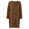 thumbnail image 4 of Beachy Dresses For Women 2025, T Shirt Dresses Winter Sweater Knit Crewneck Long Sleeve Casual Sweatshirts Dress Gold Prom Flowy Dress Boho Wedding 2025 Off Dresses Cocktail (XL, Brown) ZMTing, 4 of 4