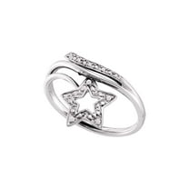 FB Jewels 10kt White Gold Womens Round Diamond Star Bypass Band Ring .03 Cttw