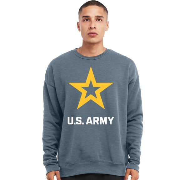 Mens US United States Army Logo Fleece Sweatshirt, 2XL Heather Slate Blue