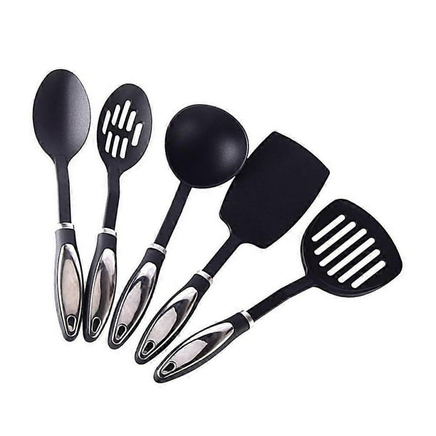 Kitchen Accessories Set 5Pcs Non-Stick Cooking Utensils Nylon Black Heat-Resistant Kit Perfect For Everyday Use