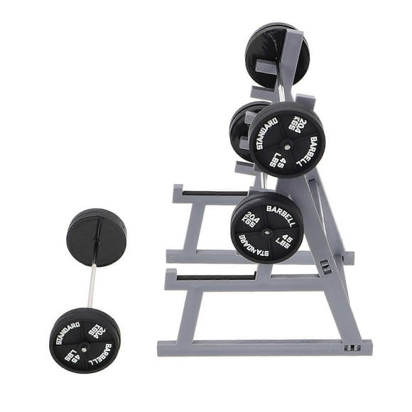 Gym Decor Mini Dumbbell Rack for Home Use Black Plastic Fitness Theme Decoration with Pen Holder 1Set