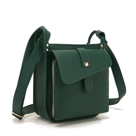WNFJR Crossbody Purse with Built-in Wallet - Full Grain Leather Compact Bag for Organized Everyday Carry