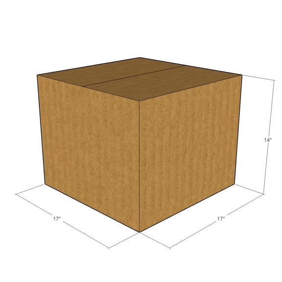 17x17x14 Kraft Brown Corrugated Shipping Boxes, 32 ECT Single-Wall, Qty 10