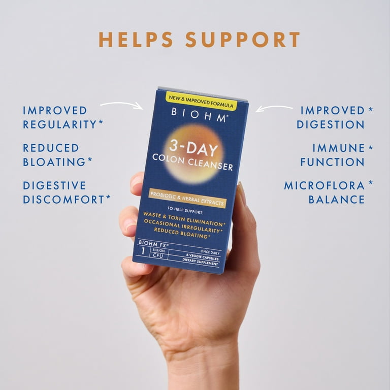 BIOHM 3-Day Colon Cleanse Probiotic Supplement, 6 Count, Made with