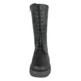 thumbnail image 3 of Forever Women Mid-Calf Combat Army Style Boots Lace Up Side Zipper Lug Sole Black PU 10, 3 of 5