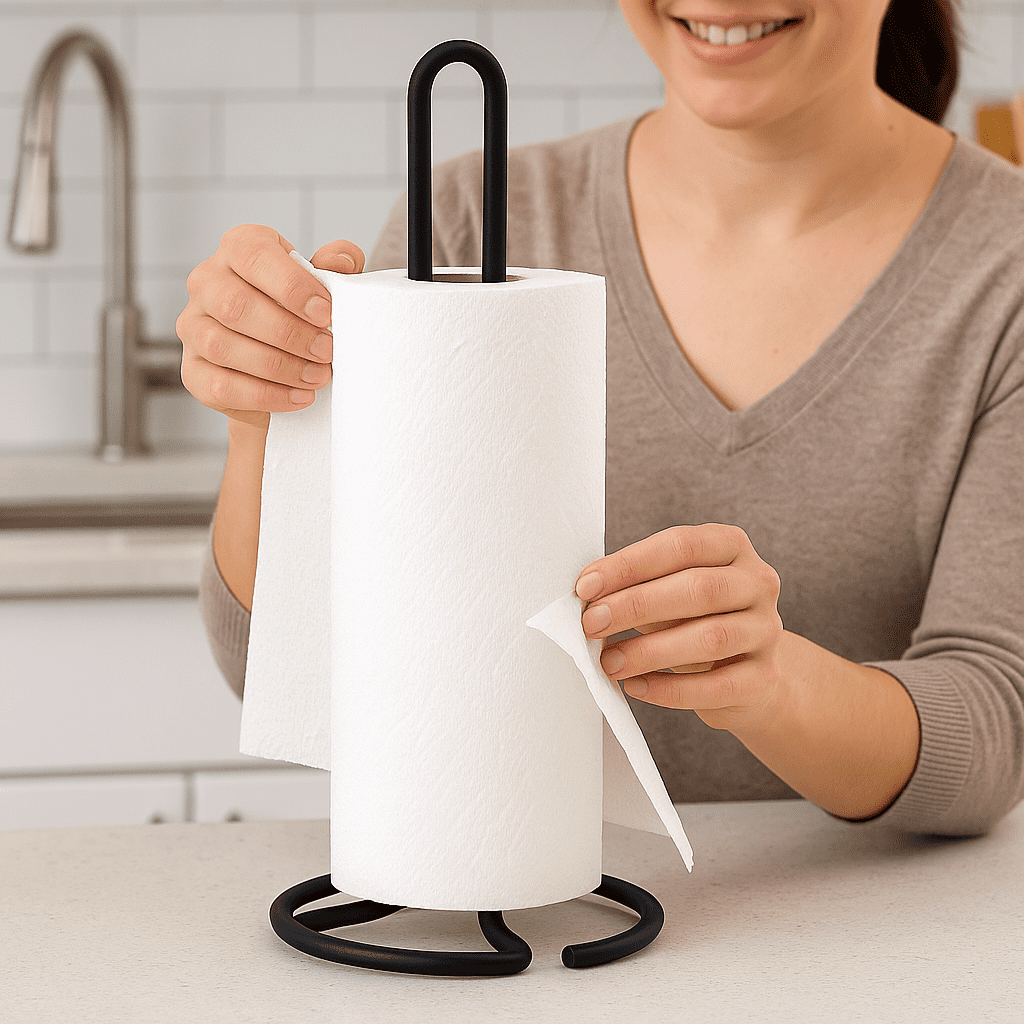 Creative Home Black Iron Paper Towel Holder, 4.75" x 4.75" x 11.25"