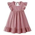 thumbnail image 5 of Gytharion Kids Sleeveless Sundresses for Girls 1-7 Years, Summer Solid Casual Crew Neck Cotton Linen Beach Dress Flowy A-Line Ruffled Swing Princess Dress with Flutter Sleeves, 5 of 6