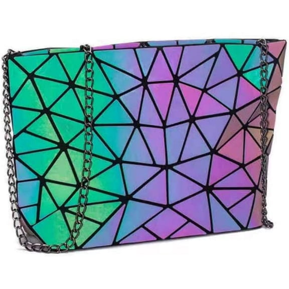 Geometric Luminous Tote Bag Holographich Purses and Handbags Flash Reflactive Crossbody Bag for Women