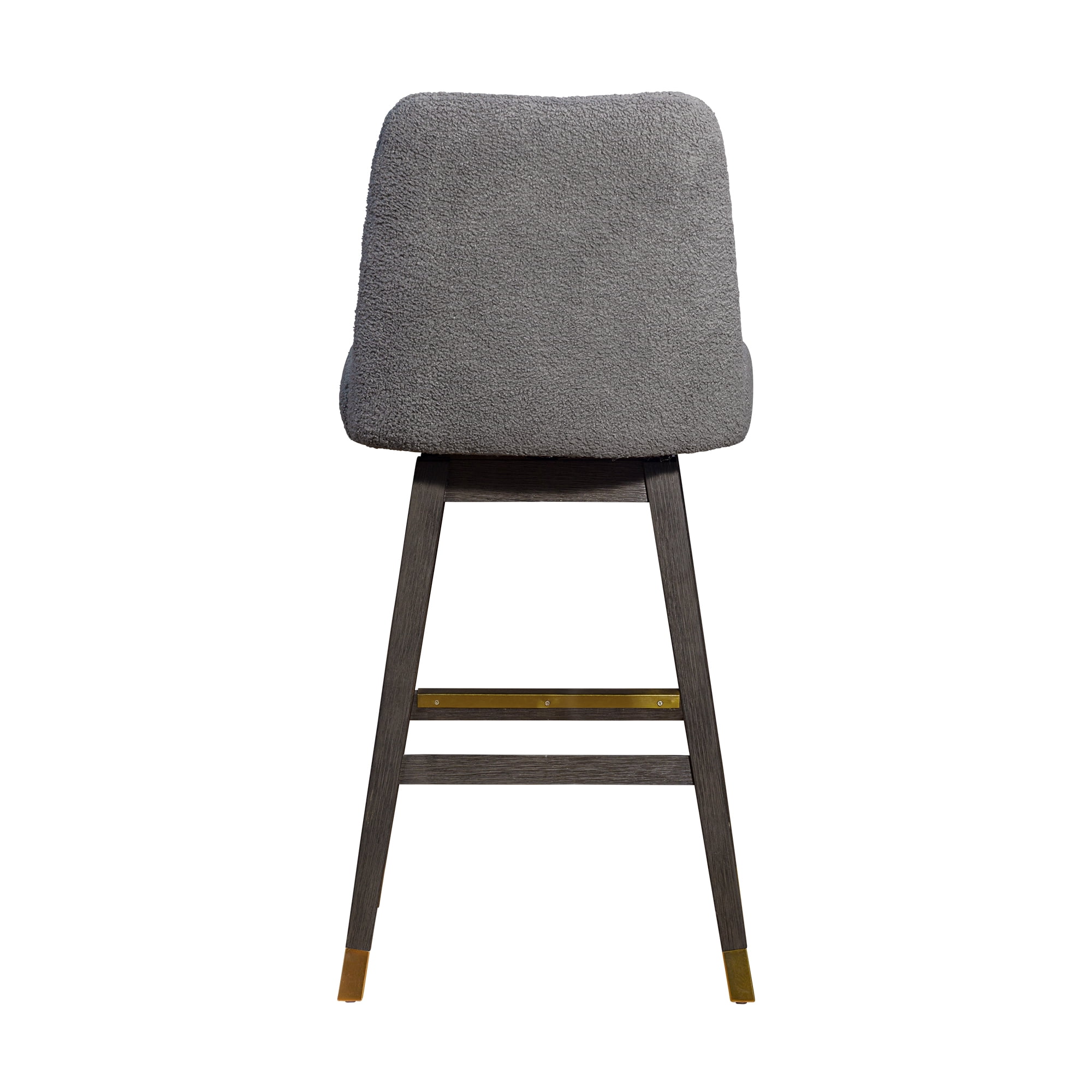 Amelia Swivel Bar Stool in Gray Oak Wood Finish with Gray Boucle Fabric - Set of 4