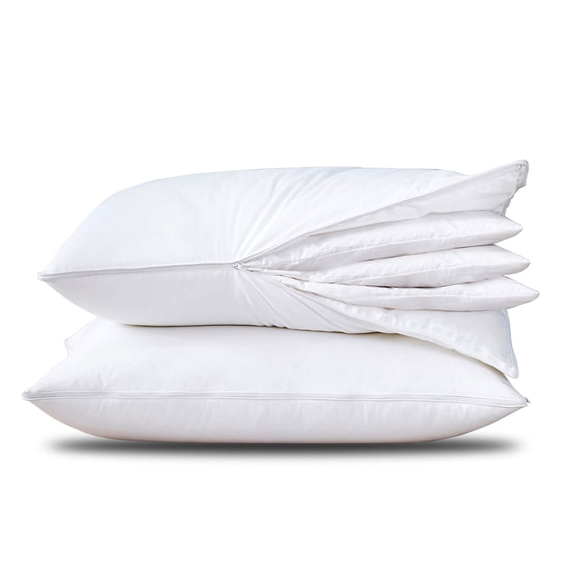 Pillow Three Geese con capa ajustable de plumas de ganso, paquete de 2
