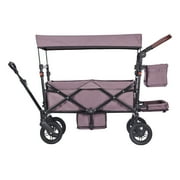 KFFKFF Wagon Stroller for 2 kids, All-Terrain Stroller Wagon with Detachable Canopy, Parent Organizer, Adjustable Handlebar, Large Capacity Storage Bag, Dark Purple