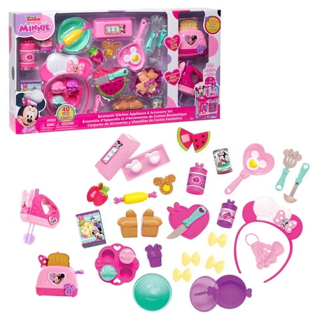 Minnie Mouse Bowtastic Kitchen Appliance and Accessory Set, 40-pieces, Pink, Kids Toys for Ages 3 up