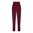 thumbnail image 5 of ZHYou Womens Leggings,Thermal Fleece Lined,Ankle Slit,Stretchy High Waisted Athletic Yoga Pants,Wine,Size M, 5 of 9