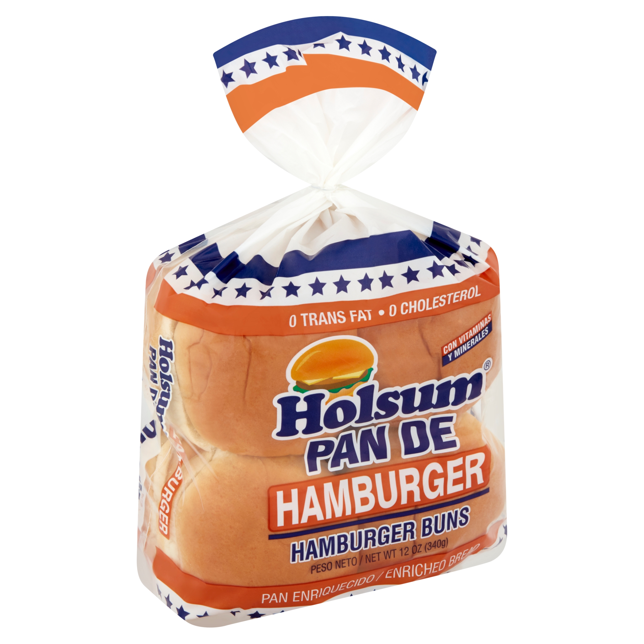 Holsum, Hamburger Bun, Regular, Pre Sliced, 12 oz, 8 Count, Shelf Stable