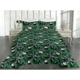 thumbnail image 2 of Ambesonne Jungle Scene Quilted Bedspread Set 3 Pcs, Floral Tropical Leaves, King, Fern Green Jade Green, 2 of 4