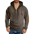 thumbnail image 3 of Momasggi Mens Vintage Corduroy Hoodies Casual Quarter Zip Pullover Tops Drawstring Long Sleeve Hooded Sweatshirts Outdoor Running Hiking Hoodie Brown M, 3 of 7