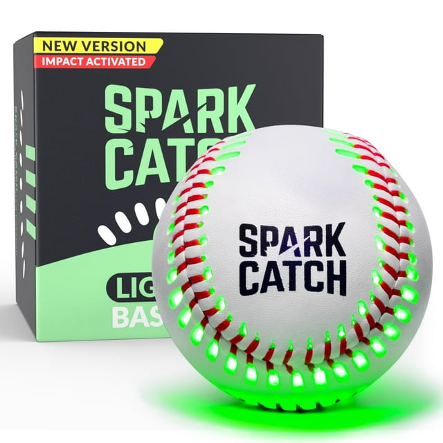 Pantalla LED de béisbol Spark Catch que brilla en la oscuridad para niños, color verde neón