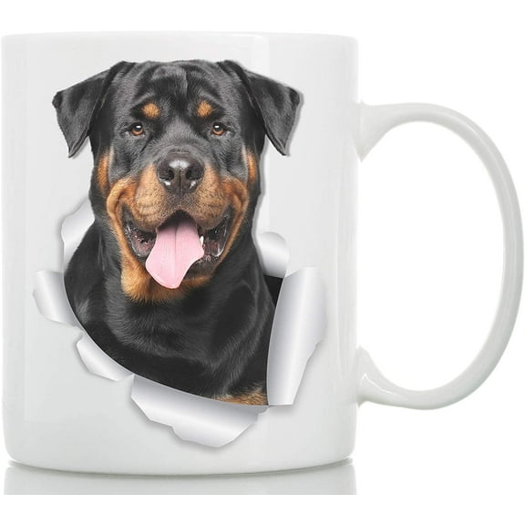 Smiling Rottweiler Coffee Mug - Ceramic Dog Coffee Mug - Perfect Rottweiler Gifts for Dog Lovers - Cute Rottweiler Home Decor for Rottie Mom - Great Birthday or Christmas Surprise for Dog Owner (11oz)