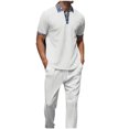 thumbnail image 2 of Runfenguu Mens Vacation Outfits, Men Outfits 2 Piecemen'S Summer Casual Collar Printed Pocket Lapel Short Sleeved Pants Set, 2 of 9