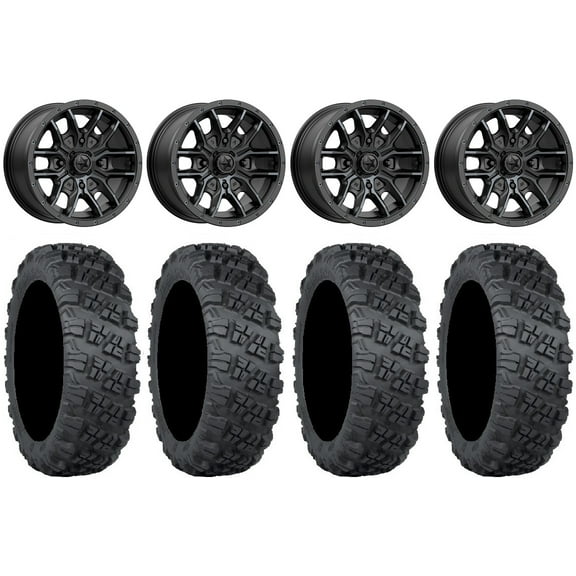 MSA Fang 14" Wheels Black 28" Versa Cross V3 Tires Sportsman RZR Ranger